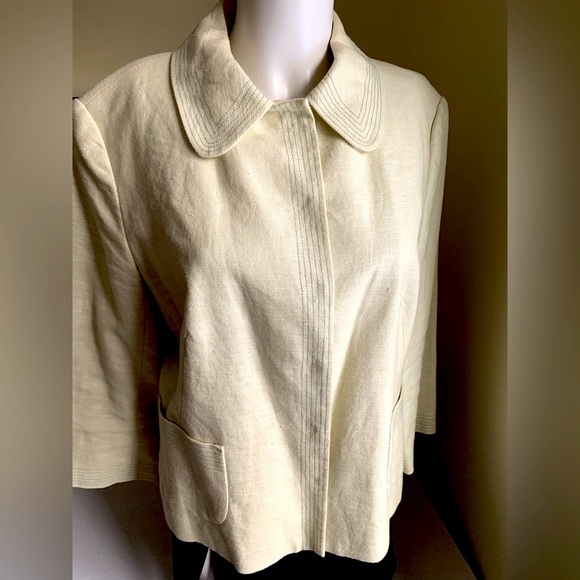 Zara Yellowish Light lime green cotton blend summer blazer 3/4 sleeves US 12 - Picture 2 of 12